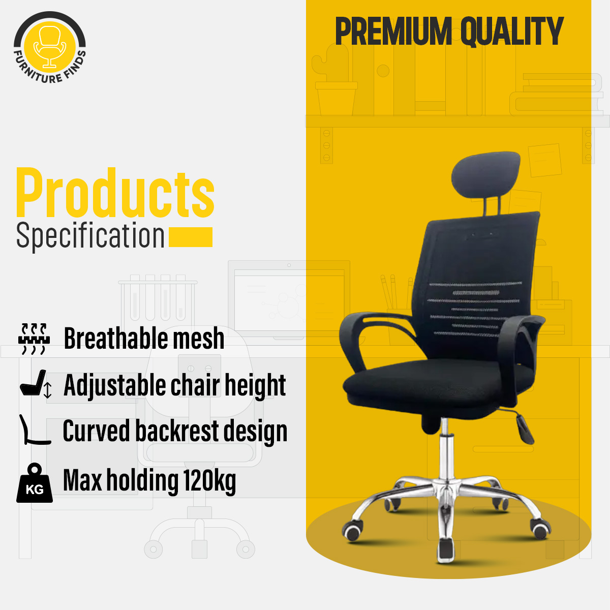 Picture of FF-EC-04ss New innovative desigh high level executive chair for office to home with headrest