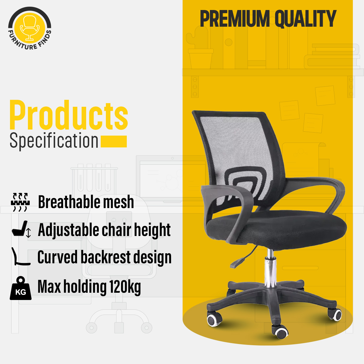 Picture of FF-EC-01p Multicolor Executive Chair (Black)