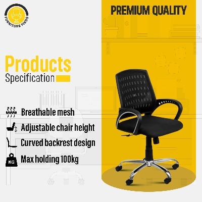 Picture of FF-EC-03ss Smart Office Executive Chair (best Back Support Chair ) Dim-Mesh (Black)