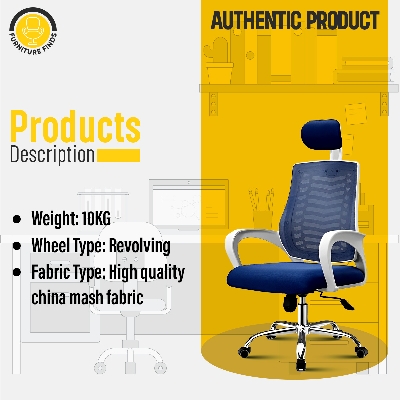 Picture of FF-EC-07ss ( white&blue) Smart Office Manager chair with Headrest (V-Mesh)