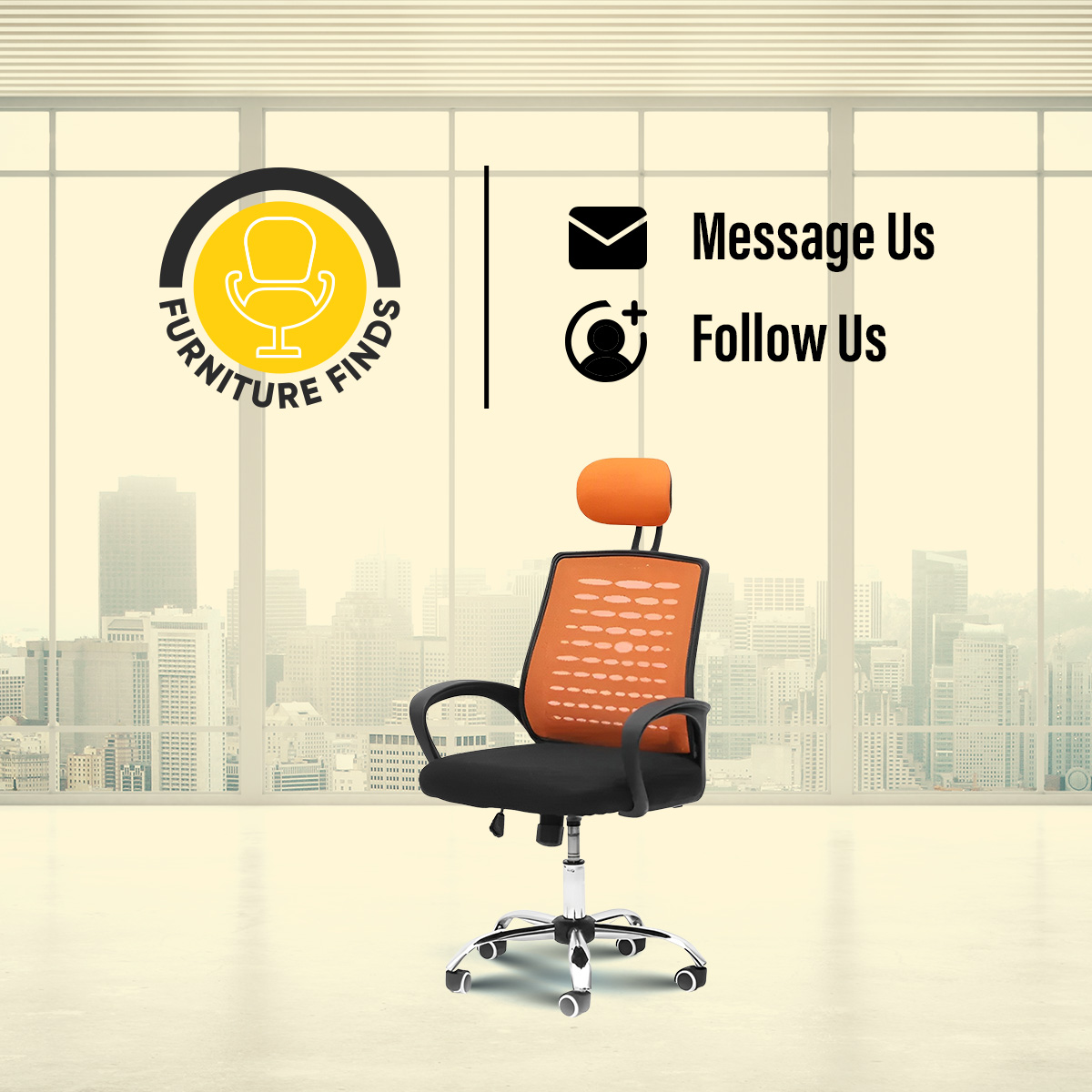 Picture of FF-EC-05ss Executive chair with headrest  (Orange)