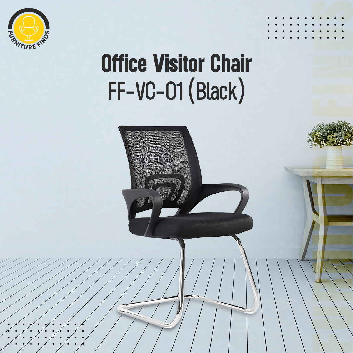 Picture of Office visitor Chair FF-VC-01 Black (Chaina Mesh)