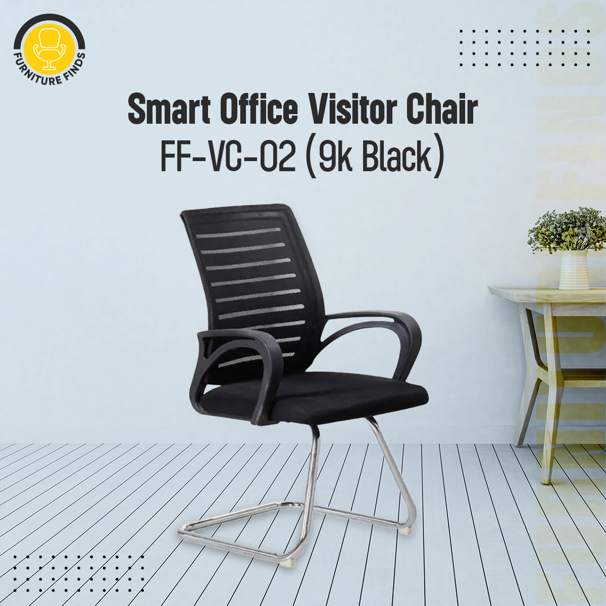Picture of FF-VC-02 (9k Black) Smart Office  Visitor Chair