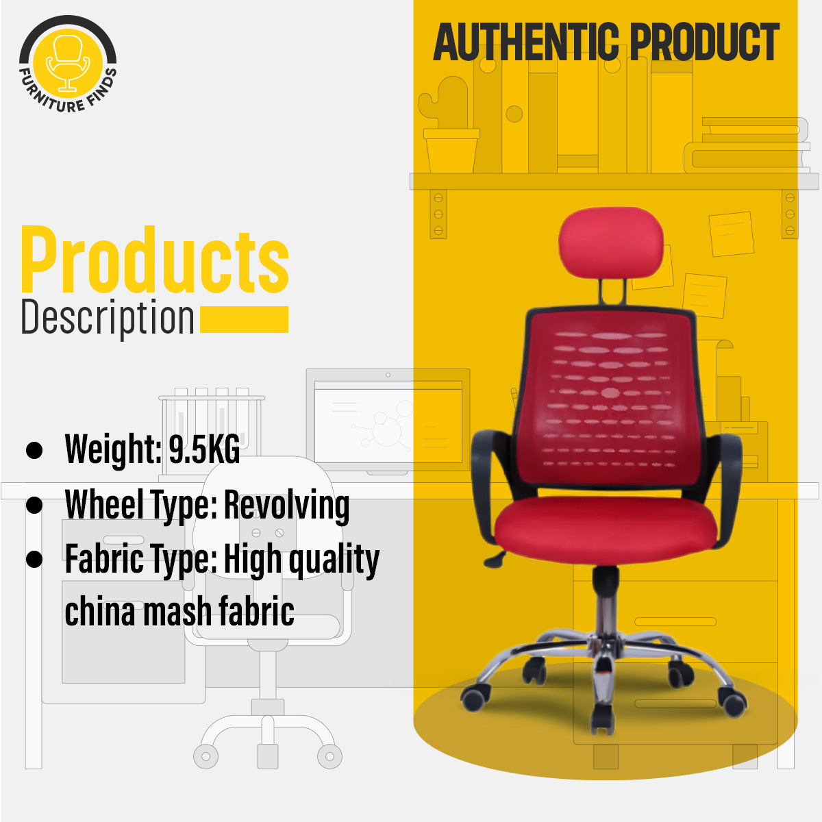 Picture of FF-EC-05ss Executive chair with headrest (Red)