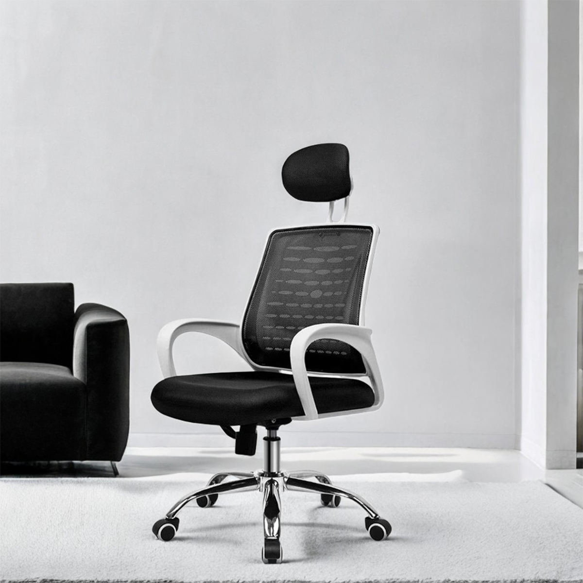 Picture of FF-EC-07SS (Black&White) Smart Office Executive Chair (V-Mesh)