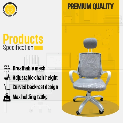 Picture of FF-ec-07ss (Full White) smart Office Executive Chair with Headrest (V-Mesh) (White)