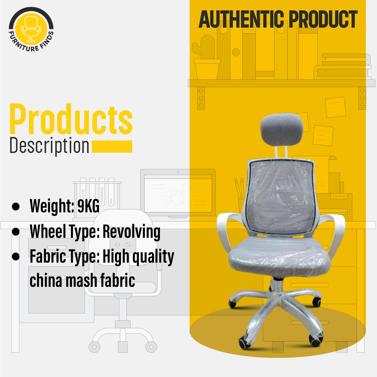 Picture of FF-ec-07ss (Full White) smart Office Executive Chair with Headrest (V-Mesh) (White)