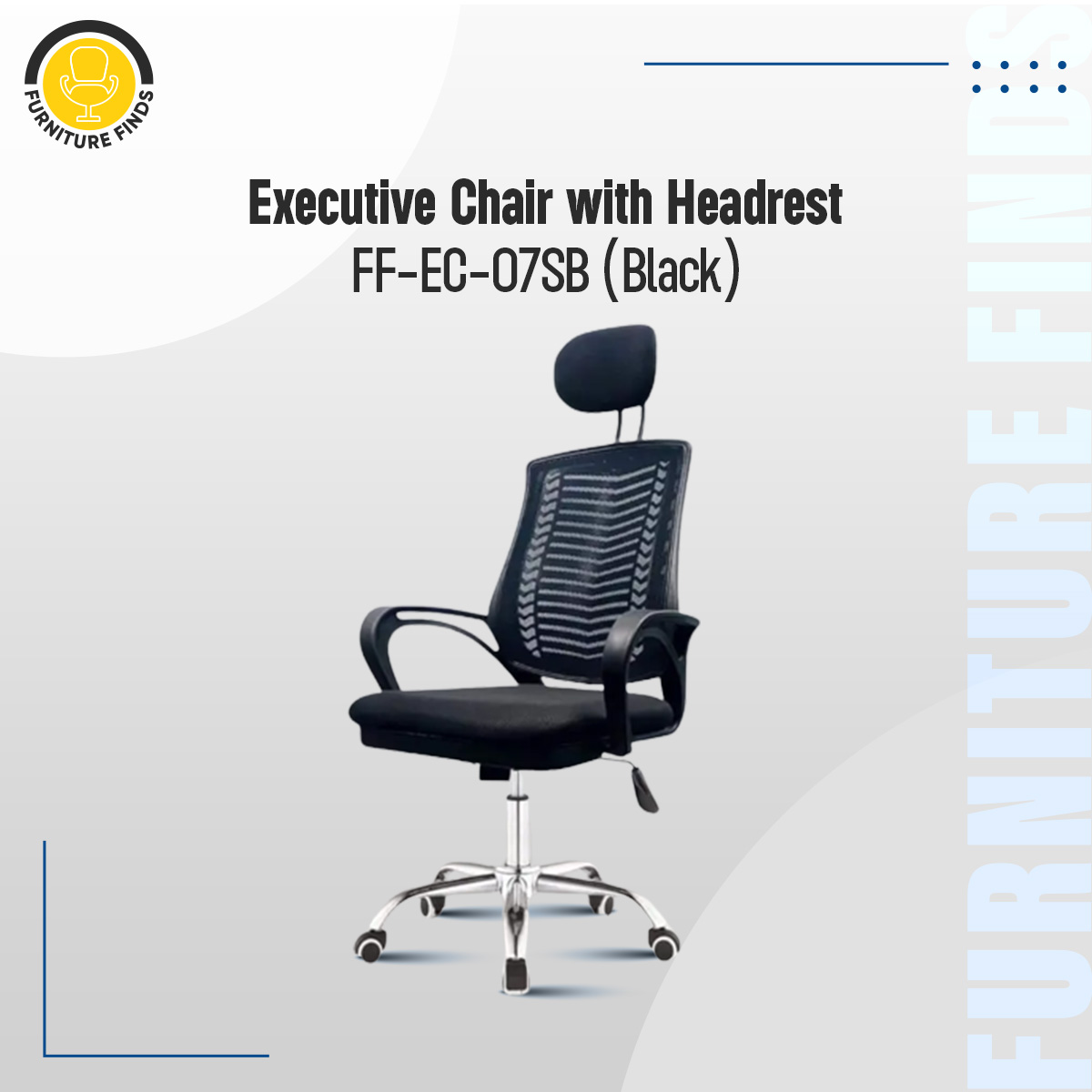 Picture of FF Ec-07SB [V-MESH] Black Smart Executive office Chair With Head Rest