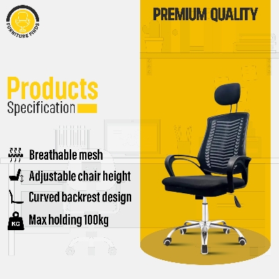 Picture of FF Ec-07SB [V-MESH] Black Smart Executive office Chair With Head Rest