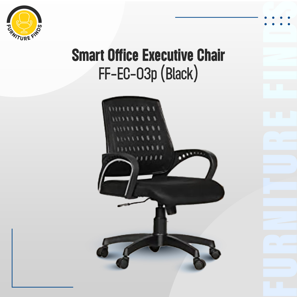 Picture of FF-EC-03p Smart Office Executive Chair (Best Back Support Chair ) Dim-Mesh (Black)