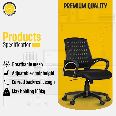 Picture of FF-EC-03p Smart Office Executive Chair (Best Back Support Chair ) Dim-Mesh (Black)