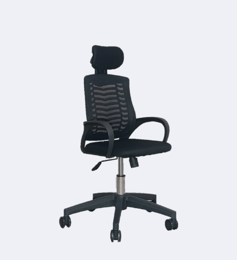 Picture of Revolving Office Chair with Headrest  FF-Ec-07p  Black (V Mesh Plastic Base) (Black)