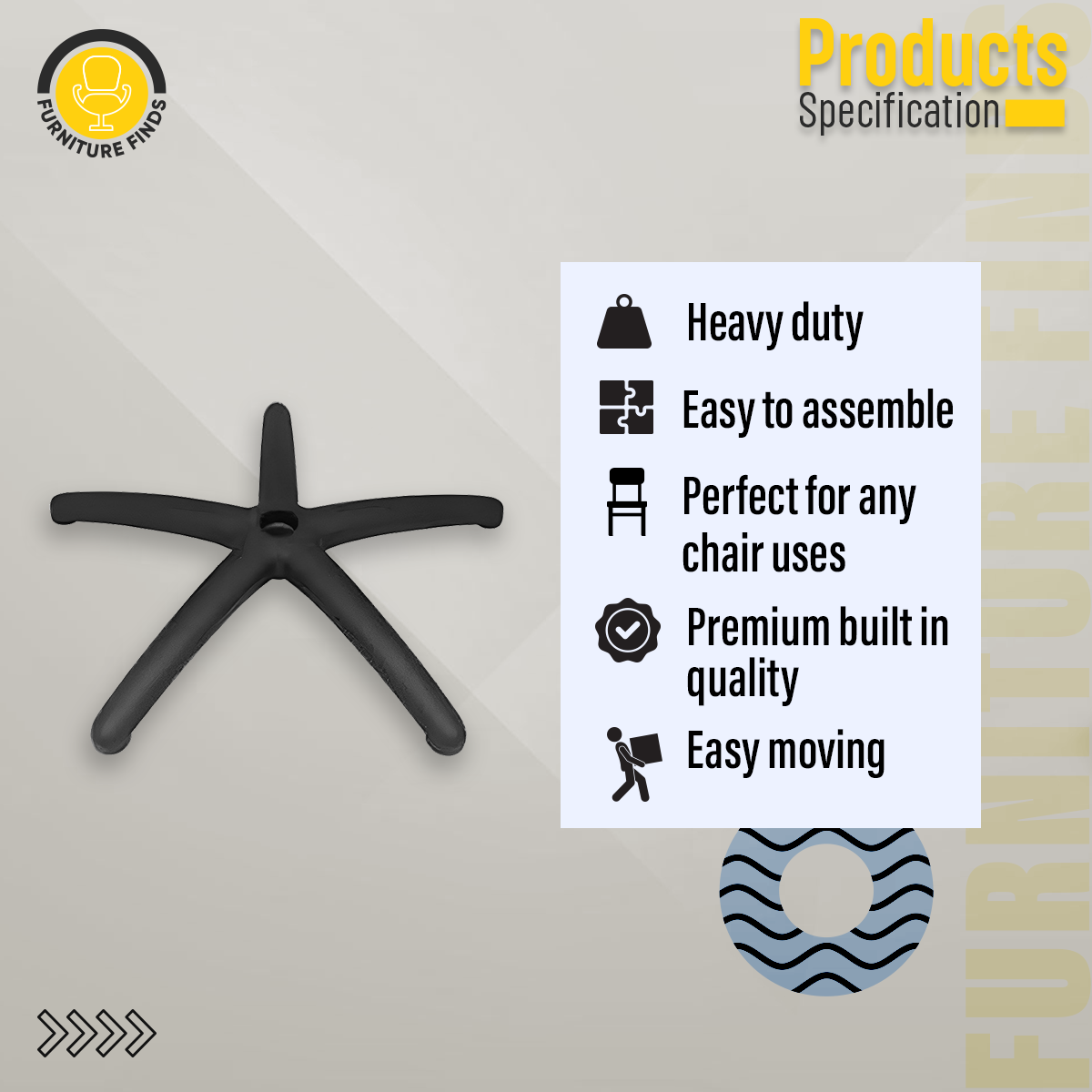 Picture of Office Chair Parts /  Chair Base Plastic (Black)