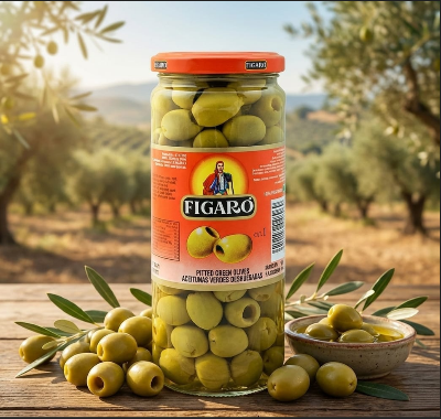 Picture of Figaro Green Olives 340gm | Premium Imported Pitted Green Olive | Original Figaro Olive