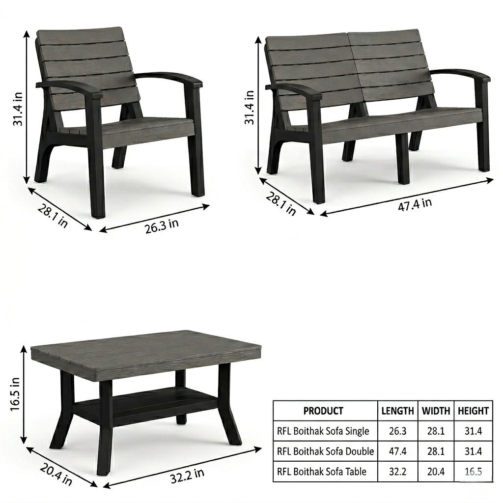 Picture of RFL Boithak Sofa 4 Pcs Set W/O Foam - Grey
