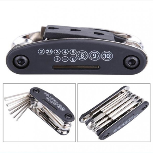 Picture of 16 In 1 Multi-Function Bike & Bicycle Mechanic Repair Tool Kit (Black)
