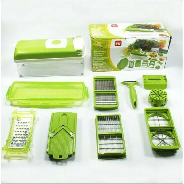 Picture of Hozada Nicer Dicer plus Beautiful Vegetable Slicer Cutter Grater Mandoline Slicer Vegetable Chopper Multipurpose Kitchen Tools with Drain Basket (Green)