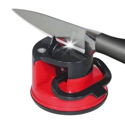 Picture of mini suction cup sharpening stone kitchen Knife Sharpener with Smart Suction Pad Base (Red)