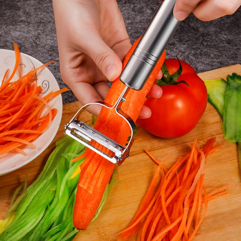 Picture of Stainless Steel Multi-function Vegetable Double Peeler Cutter Julienne Peeler Potato Carrot Grater Kitchen Tool (Silver)