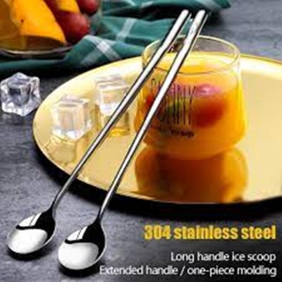 Picture of Stainless Steel Long Tea Spoon 8 inch (6 Pis Set) Long Handle Spoons, Food Grade Stainless Steel, Long Handle Spoon for Ice Cream, iced Coffee, iced Tea, Milkshake, Tea and Other Desserts (Silver)