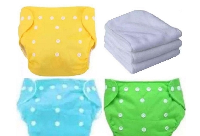 Picture of Washable Reusable Baby Cloth Daiper -(3 kg to 15 kg) -Multi-Color (3 PCs Daipers with 3 Daiper nappy) (Multicolor,Not Specified)