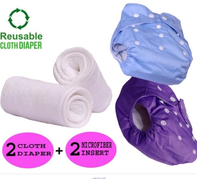 Picture of Washable Reusable Cloth Baby Diaper ( Combo 2 Diaper with 2 pad 3 Layer ) (Multicolor,Not Specified)