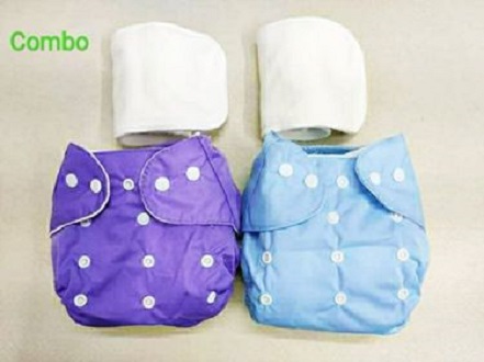 Picture of Washable Reusable Cloth Baby Diaper ( Combo 2 Diaper with 2 pad 3 Layer ) (Multicolor,Not Specified)