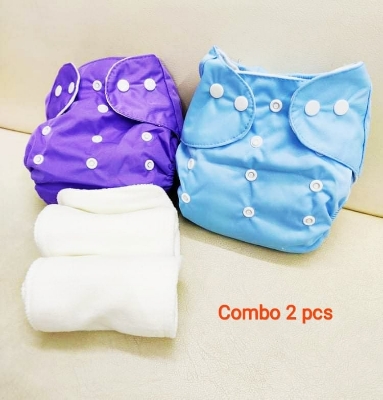 Picture of Washable Reusable Cloth Baby Diaper ( Combo 2 Diaper with 2 pad 3 Layer ) (Multicolor,Not Specified)