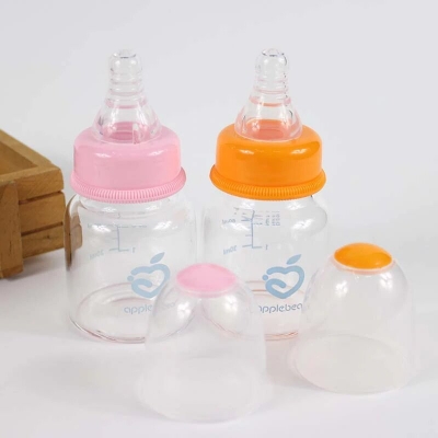 Picture of 60ml Baby Standard Caliber Hygienic Plastics Baby Feeder Bottle (apple.bear) - Pink/Blue (Multicolor)