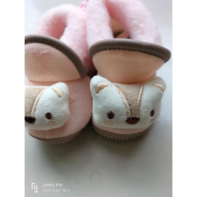 Picture of Baby Shoes Winter Velvet Warm Soft Infant Toddler Flats Newborn Walks Lacing Shoes Flats,Soft Sole Crib Shoes, Anti-slip Prewalker Solid Color Shoes (Light pink,6-12 months)