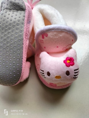 Picture of Baby Shoes Winter Velvet Warm Soft Infant Toddler Flats Newborn Walks Lacing Shoes Flats,Soft Sole Crib Shoes, Anti-slip Prewalker Solid Color Shoes (Pink,6-12 months)