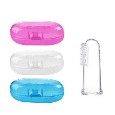 Picture of Silicon Baby finger toothbrush with cover (White)