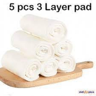 Picture of 5 pcs combo pack Washable Baby Cloth Diapers Insert 5 pcs (3 Layer pad) (White,XL Size (11-17kg))