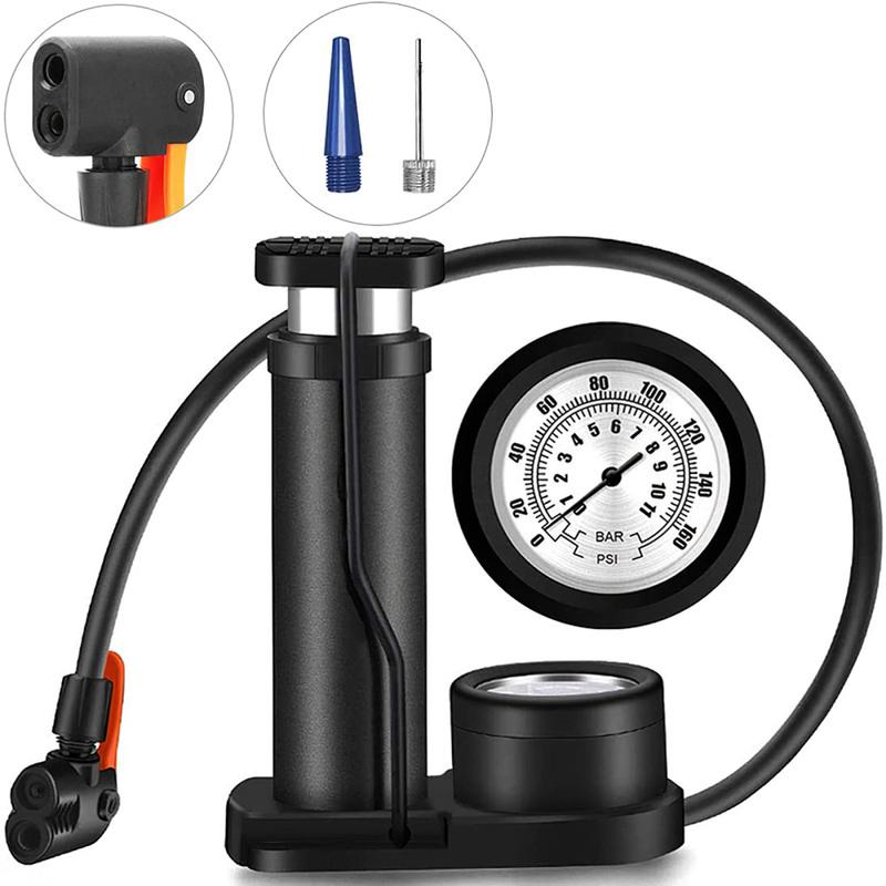 Picture of Cycling Bike Air Pump Bicycle Ball Foot Inflator with Pressure Gauge 120psi Hot 