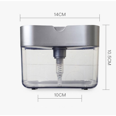 Picture of 2 In1 Kitchen Liquid Soap Pump Dispenser Sponge Holder Press Countertop Rack With Sponge Holder Kitchen Cleaner Tool Gray (Multicolor)