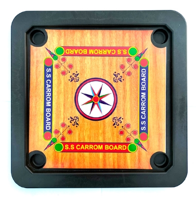 Picture of Plastic Carrom Board (Both side play : One side Carrom board & Other side Ludu ).Board game - Multi color - (14X14) Inch (Multicolor)