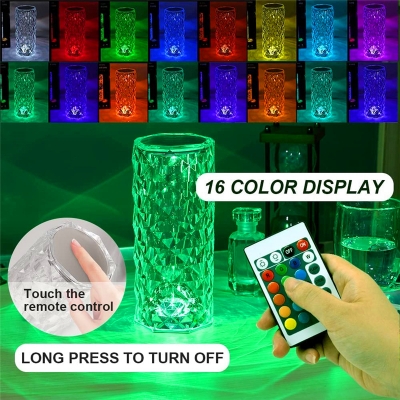 Picture of 16 Color Crystal Rose Diamond Table Lamp Acrylic Table Lamp for Living Room Bedroom with Remote (Multicolor)