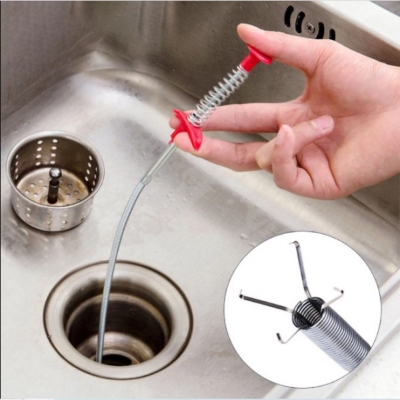 Picture of Drain clog remover , Drain snake cleaner stick Remover Cleaning Tools Spring Pipe Dredging Tools , Long Reach Hair Catcher Dredge Pipe Brush Kitchen Sink Cleaning 