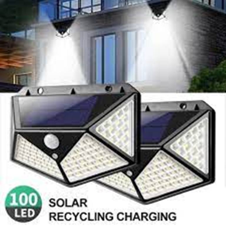 Picture of 100 LED Solar Interaction Wall Lamp Motion Sensor LED COB Light Lamp (Black)
