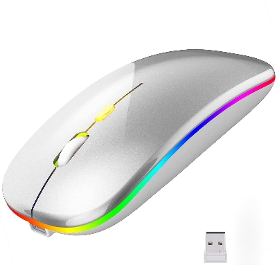 Picture of Rechargeable Wireless High End Ultra-thin Type C Mouse 2.4Ghz Optical RGB Dual-model Mouse (White)