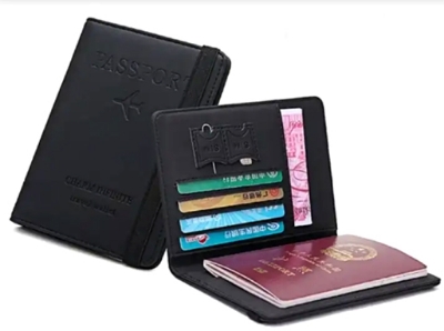 Picture of Multi-Functional PU Leather Card Holder Travel Passport Cover Case (Black)