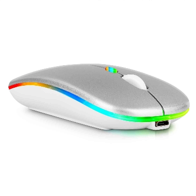 Picture of Rechargeable Wireless High End Ultra-thin Type C Mouse 2.4Ghz Optical RGB Dual-model Mouse (White)