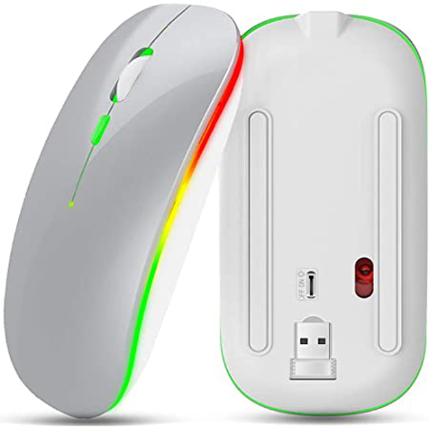 Picture of Rechargeable Wireless High End Ultra-thin Type C Mouse 2.4Ghz Optical RGB Dual-model Mouse (White)