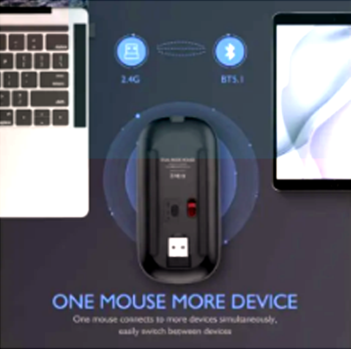Picture of Rechargeable Wireless High End Ultra-thin Type C Mouse 2.4Ghz Optical RGB Dual-model Mouse (Black)