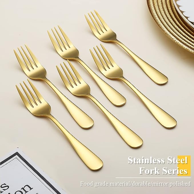 Picture of Golden colour Stainless steel Spoon 6 pieces (Fork Spoon 6 pieces)