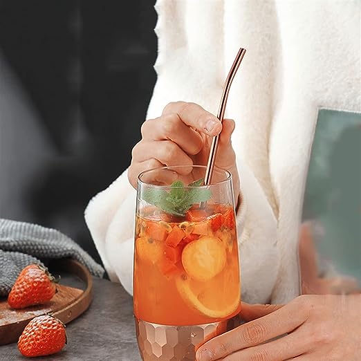 Picture of Gold Iced Tea Spoon With Straw Handle For Drinking, 8.7" Stainless Steel Long Handle Titanium Gold Plating Bar Spoon Silverware For Cocktail, Ice Cream, Mixing and Stirring (1 Pieces)