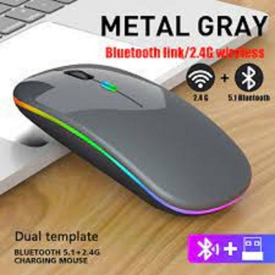 Picture of Tablet Phone Computer Bluetooth Wireless Mouse Charging Luminous 2.4G USB Wireless Mouse Portable Mouse (Black)