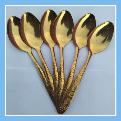 Picture of Golden Stainless Steel Tea Spoon Set – 6 Pieces, 6-Inch Size for Home & Restaurant (6 pieces fork)