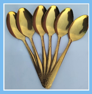 Picture of Golden Stainless Steel Tea Spoon Set – 6 Pieces, 6-Inch Size for Home & Restaurant (6 pieces fork)