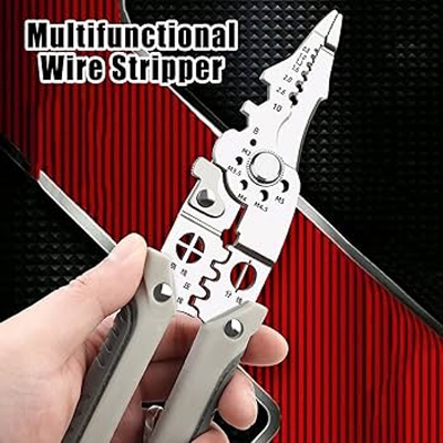 Picture of Multifunctional Wire Stripper Crimper Cable Cutter Pliers, Stainless Steel Wire Stripper, Multi-Purpose Professional Wire Stripping Tool (Silver)
